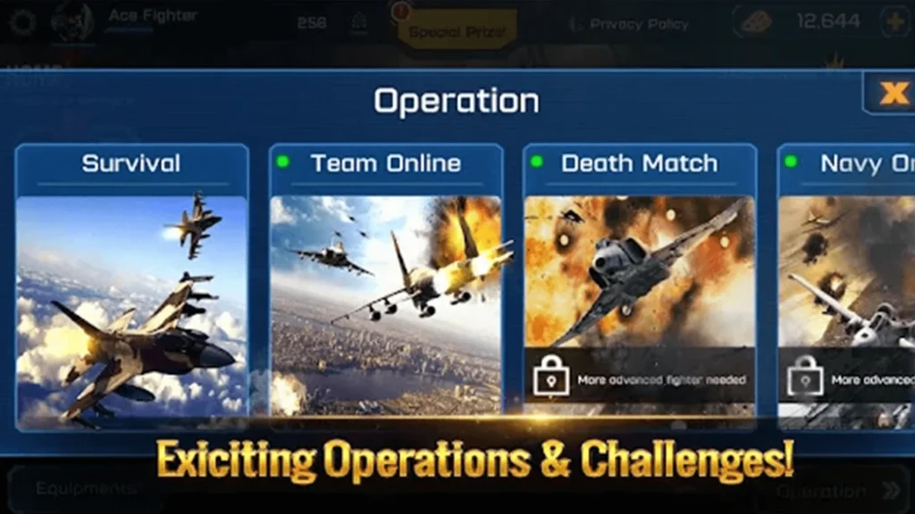 Ace Fighter exciting challenges